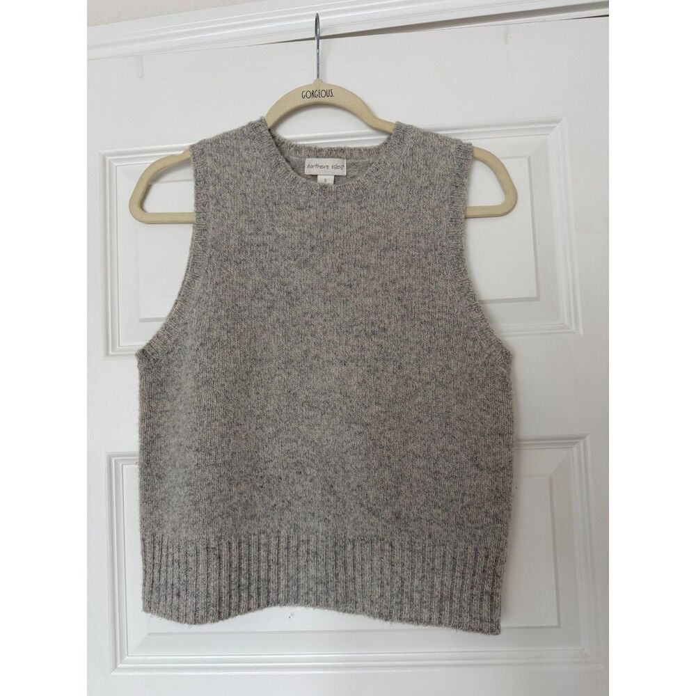 Vintage Southern Isles 100% Wool Sweater Vest Light Heather Gray Small